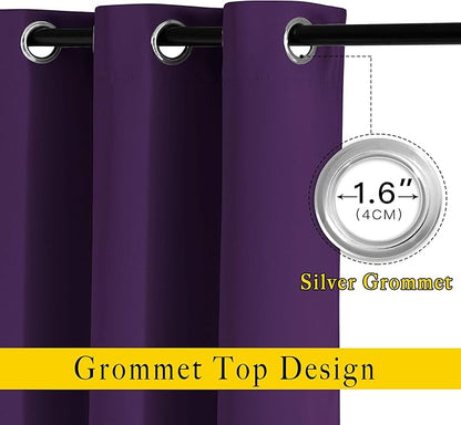 NICETOWN Royal Purple Room Darkening Draperies and Curtains - Home Fashion Energy Saving Grommet Top Room Darkening Drape Panels for Bedroom (Set of 2, 46 by 72 Inch, Royal Purple)