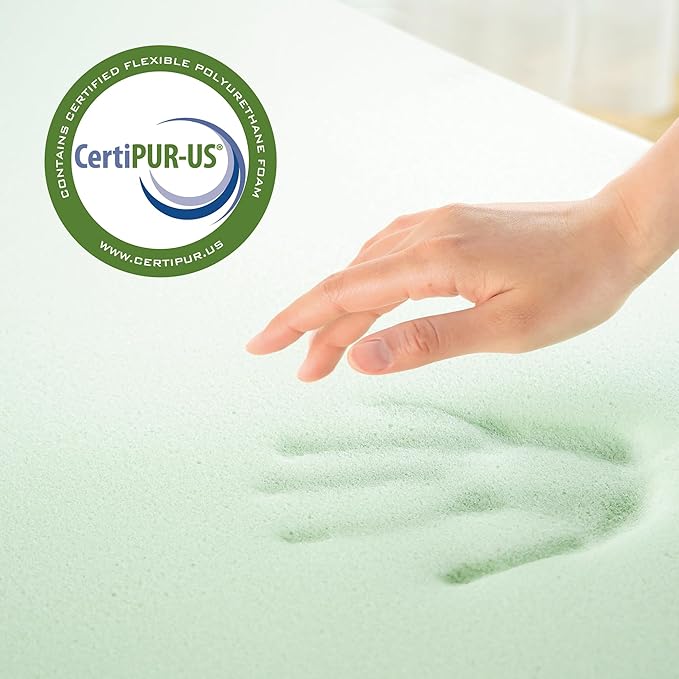 ZINUS 1.5 Inch Green Tea Memory Foam Mattress Topper, Smaller, More Convenient WonderBox Packaging, Pressure-Relieving Layers, CertiPUR-US Certified, Twin