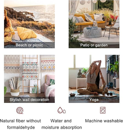 Round Boho Pastel Colours Whale in The Waves Seamless Cute Ocean Creatures Area Rug Linen Carpet Patio Hallway Runner Mat Pad Minimalist Home Decor for Living Room Outdoor
