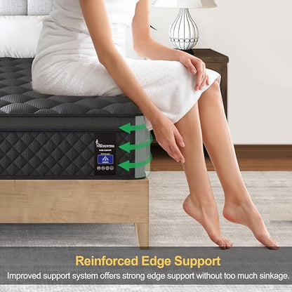 Twin Mattress 14 Inch, Medium Firm Hybrid Mattresses Euro Top for Back & Lumbar Support,Individual Pocket Spring Bed for Motion Isolation & Pressure Relief