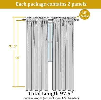 OWENIE Green Sheer Curtain 96 Inches Long 2 Panels Set for Christmas Decoration, Light Filtering Clear Sheer Curtain 95 for Bedroom/Living Room, 2Pcs, Each 42" W x 96" L