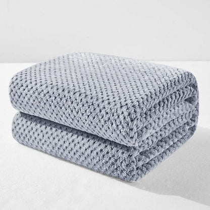 Exclusivo Mezcla Fleece Bed Blanket King Size, Super Soft and Warm Blankets for Couch, Sofa and Bed Waffle Textured, Cozy, Fuzzy and Lightweight (Mixed Navy Blue, 90x104 Inches)