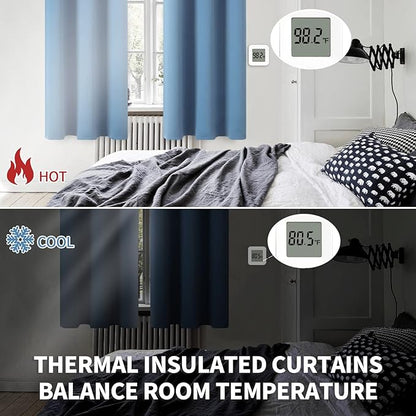 BGment Blackout Curtains for Bedroom - Grommet Thermal Insulated Room Darkening Curtains for Living Room, Set of 2 Panels (52 x 54 Inch, Faded Denim)