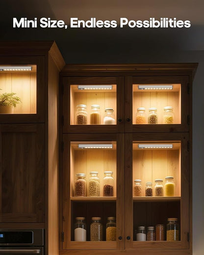 6 Pack Led Under Cabinet Lights Wireless with Charging Station, 7’’ Rechargeable Motion Sensor Light Indoor, Dimmable Closet Lights for Cabinets, Bookshelf, Stair, Hallway Warm White
