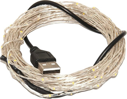 Karlling USB Plug in LED Fairy Lights,50 LED Bulbs 16 Ft Silver Wire Starry String Lights for Bedroom Patio Garden Party Wedding Commercial Lighting (Blue)