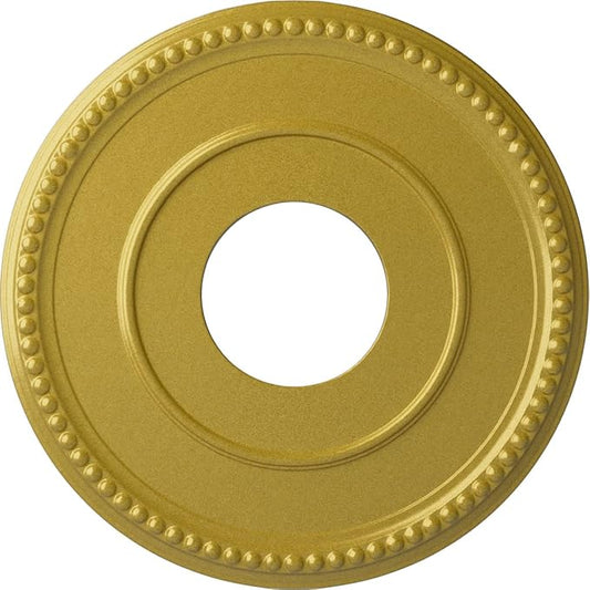 12 1/2"OD x 3 7/8"ID x 3/4"P Bradford Ceiling Medallion (Fits Canopies up to 6 5/8"), Hand-Painted Rich Gold