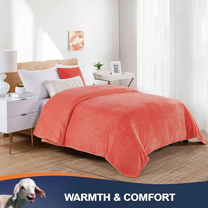Walensee Fleece Blanket Plush Throw Fuzzy Lightweight (Twin Size 60x80 Coral) Super Soft Microfiber Flannel Blankets for Couch, Bed, Sofa Ultra Luxurious Warm and Cozy for All Seasons