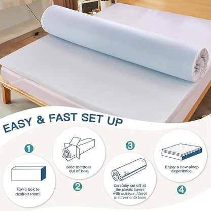 Airensky 3 Inch Memory Foam Mattress Topper, Cooling Gel Infused High Density King (76"x80") Topper with Removable Skin-Friendly Cover, Bed Topper for Pressure Relief Back Pain, CertiPUR-US Certified