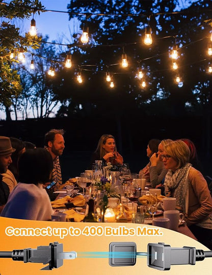 Svater Outdoor Led String Lights 50FT, Patio Lights with 16pcs S14 Shatterproof Bulbs, 1 Watt E26 Dimmable 2700K Warm White, IP65 Waterproof, Commercial Grade Light