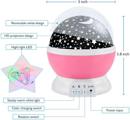 Night Light for Kids, Toys for 3 4 5 6 7 8 Year Old Boys Girls, Star Projector 360 Degree Rotation - 4 LED Bulbs 12 Light Color Changing with USB Cable, Romantic Gifts for Men Women Children