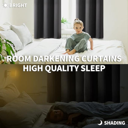 BGment Blackout Curtains - Grommet Thermal Insulated Room Darkening Bedroom and Living Room Curtains, Set of 2 Panels (52 x 108 Inch, Dark Grey)
