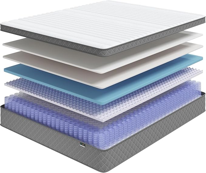 PurrJoys Twin XL Mattress, 12 Inch Hybrid Twin XL Size Mattress with Cooling Gel Memory Foam and Pocket Springs, CertiPUR-US Certified, Medium Firm