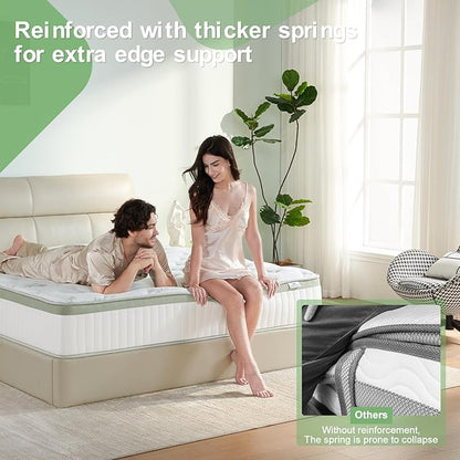 Queen Size Mattress 14 Inch, Medium Firm Memory Foam Hybrid Mattress with Individual Pocket Spring - Pressure Relief, Motion Isolation, Cool Sleep, 80" x 60"