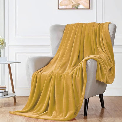 Walensee Fleece Blanket Plush Throw Fuzzy Lightweight (Twin Size 60x80 Honey Gold) Super Soft Microfiber Flannel Blankets for Couch, Bed, Sofa Ultra Luxurious Warm and Cozy for All Seasons