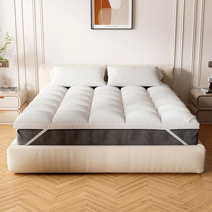 Extra Thick Fitted Mattress Topper - California King Size | Soft & Cooling Pillow Top Mattress Pad & Protector | Bed Topper for Back Pain, Straps Stretch 6" to 22" Deep