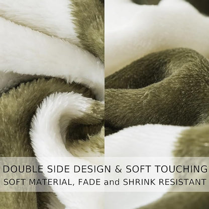 Checkered King Size Blanket,90x108 Inches Sage Green Microfiber Soft Cozy Fluffy Warm Hand Made Throw Blankets for King Calking Bed,Couch, Sofa, Chair, Camping, Picnic,Sage Green