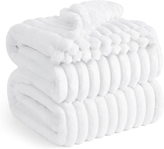 Bedsure GentleSoft King Throw Blanket for Couch - Cozy Soft Blankets for Women, Cute Small Fleece Throws for Girls, White, 108x90 Inches