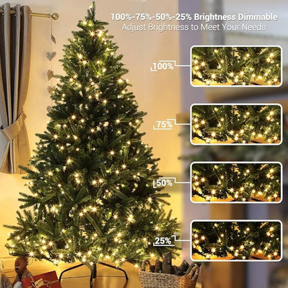 Brizled Christmas Tree Lights, 115ft 300 LED Color Changing Christmas Lights with Remote, 11 Modes Warm White & Multicolor Light String Connectable 24V Xmas Light Green Wire for Xmas Home