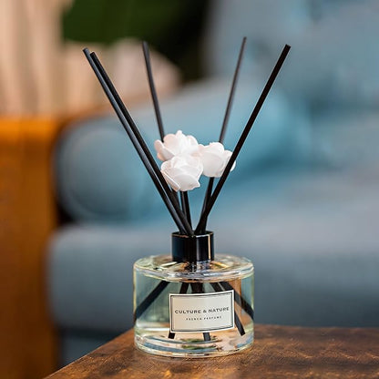 CULTURE & NATURE Reed Diffuser Set 6.7oz (200ml) French Perfume Scented Diffuser with Sticks Home Fragrance Reed Diffuser for Bathroom Shelf Decor