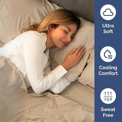 Queen 6 Piece Sheet Set - Comfy Breathable & Cooling - Ultra Soft Hotel Luxury Bedding Set w/ 8-16 Inch Deep Pockets - 1 Flat & 1 Fitted Sheet & 4 Pillowcases - Cozy, Wrinkle Free & Easy Care - Cream