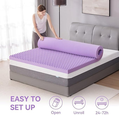 SINWEEK 2 Inch Egg Crate Cooling Gel Memory Foam Mattress Topper Full Size, Soft Mattress Pad for Back Pain Relief, Bed Topper, CertiPUR-US Certified