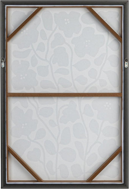 Bloomingville Wood Framed Textured Paper Wall Décor with Flowers