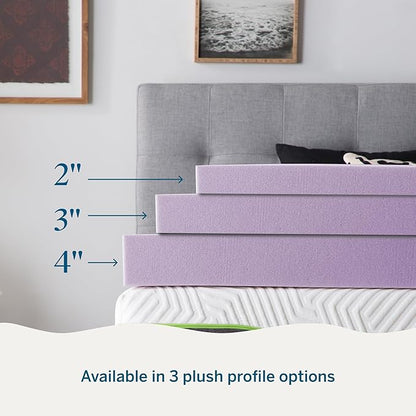 LUCID 4 Inch Lavender Infused Memory Foam Mattress Topper, California King Size – Ventilated Design – Pressure Relieving Bed Topper - Mattress Pad – CertiPur Certified