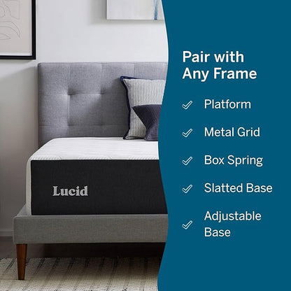 Lucid 14 Inch Memory Foam Mattress - Medium Plush Feel - Infused with Refreshing Bamboo Charcoal and Cooling Gel - Bed in a Box - Temperature Regulating - Pressure Relief - Breathable - Full Size