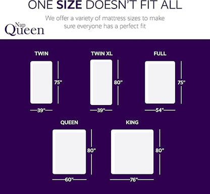 NapQueen 8 Inch Cooling Gel Full Size Medium Firm Memory Foam Mattress, Bed in a Box,White