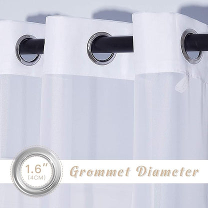 NICETOWN Sheer Small Curtains 48 inch Length 2 Panels, Grommet Short Curtains Voile Textured Soft and Lightweight Window Treatments for Kitchen/Cafe, W37 x L48, White, 2 Pieces