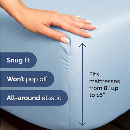 Twin 4 Piece Sheet Set - Comfy Breathable & Cooling - Ultra-Soft Hotel Luxury Bedding Set with 8-16 Inch Deep Pockets - 1 Flat & 1 Fitted Sheet & 2 Pillowcases - Wrinkle Free & Easy Care - Baby Blue