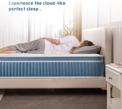 Rimensy Twin Mattress, 10 Inch Hybrid Mattresses in a Box,Individually Wrapped Pocket Coils Innerspring