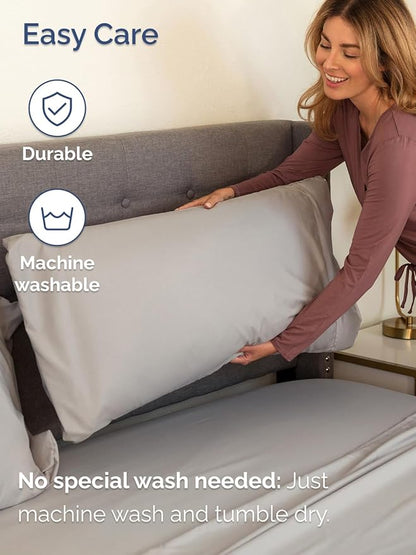 Extra Deep Twin XL Sheet Set - 4 Piece Breathable and Cooling Sheets - Hotel Luxury Bed Sheets Set - Easy Fit - Soft, Wrinkle Free and Comfy Sheets Set - Light Grey Sheet Set with Extra Deep Pockets