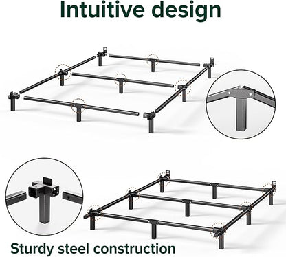 ZINUS 7 Inch Compack® Metal Bed Frame, Support Bed Frame for Box Spring and Mattress Set, Black, Full