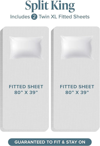 Bare Home Split King Microplush Mattress Topper - Pillow Top Reversible - Dual Sided All-Season - 8" to 24" Deep Pocket - Soft Fitted Cover - Plush Mattress Pad (Split King - 2 Twin XL)