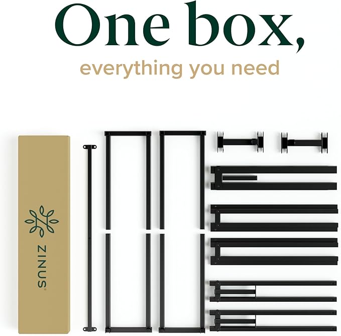 Zinus Joseph 18 Inch Platform Bed Frame, Wood Slat Support, No Box Spring Needed, Eco Friendly WonderBox(TM) Packaging, Easy Assembly, Black, Full