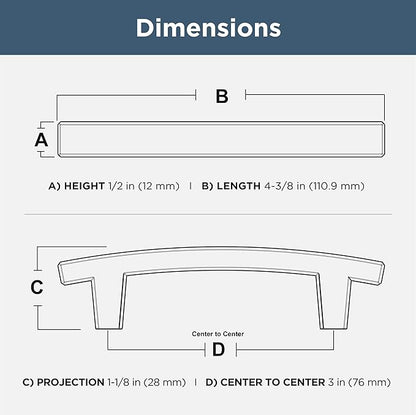 Franklin Brass (10-Pack) – Champagne Bronze Cabinet Handles, 3 Inch Hole Center, Pulls for Drawers, Kitchen Cabinet Door, Dressers | Pierce