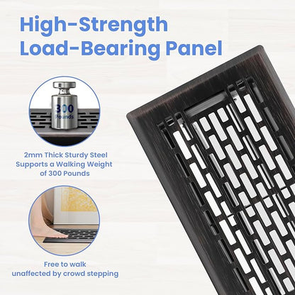 4x8 Inches 2 Pack Heavy Duty Walkable Floor Register - Easy Adjust Air Supply Lever Decorative Floor Vent Covers, Boston Design Vent Covers for Home - Oil Rubbed Bronze