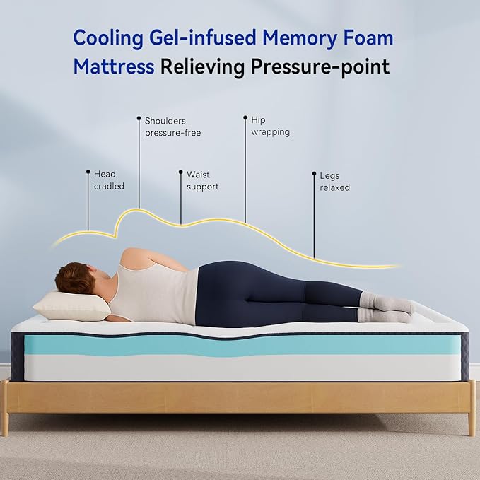 ONENICE 5 Inch Full Size Mattress in a Box, Cooling Gel Memory Foam Mattress, Removable Pillowtop with 3D Snow Down Alternative Filling, CertiPUR-US Certified, Fiberglass-Free, Pressure Relief