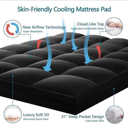 CHOKIT California King Mattress Topper, Extra Thick Pillow Top Mattress Pad for Back Pain Relief, Cooling Bed Topper Mattress Cover with 8-21 Inch Deep Pocket