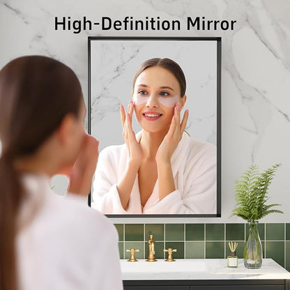 20x30 Inch Black Bathroom Mirrors for Over Sink, Rectangle Vanity Mirror, Tempered Glass and Metal Framed, Wall Mounted Entryway Mirror for Vanity (Horizontal/Vertical)