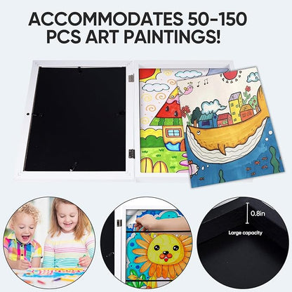 [4-Pack]Kids Artwork Frames Changeable - Kids Art Frame,Kids Art Frames Front Opening Holds 150,Children Art Projects Kids Art Frames,10x12.5 Picture Frame for Display Kid Art Work,With Storage(White)