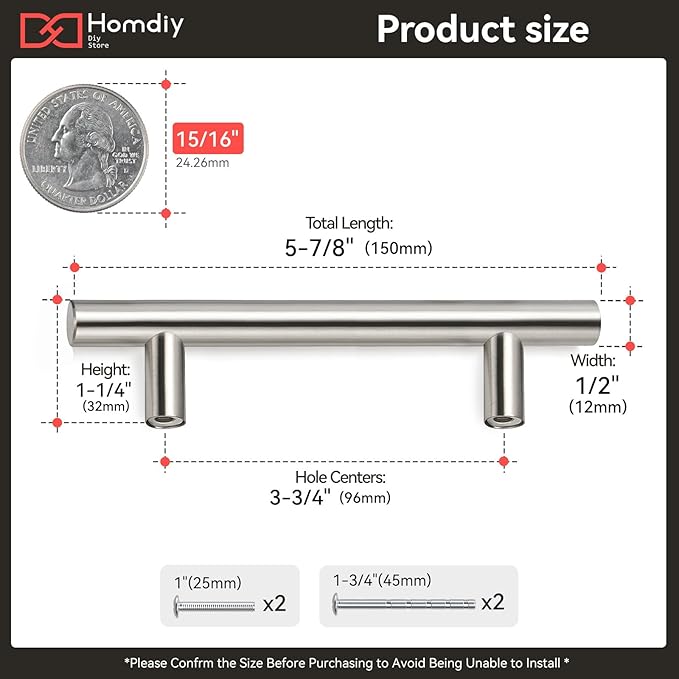 homdiy Brushed Nickel Cabinet Pulls Cabinet Handles,200 Pack 96mm 3-3/4 inch Hole Centers Silver Drawer Pulls for Kitchen, Bedroom, Bathroom