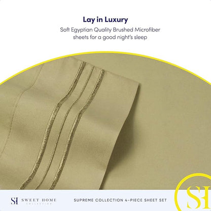Twin Sheets - Breathable Luxury Sheets with Full Elastic & Secure Corner Straps Built In - 1800 Supreme Collection Extra Soft Deep Pocket Bedding Set, Sheet Set, Twin, Sage