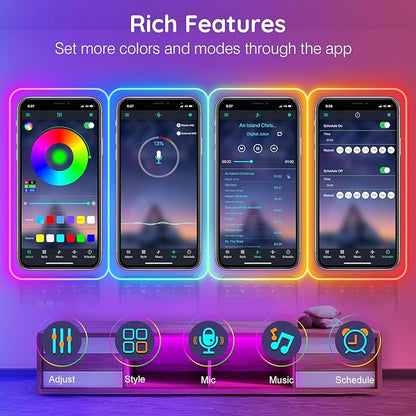 AILBTON 50Ft Neon Rope Lights,Flexible Led Rope Lights Control with App/Remote,Multiple Modes Rope Lights,IP65 Outdoor RGB Led Neon Light Waterproof,Music Sync Gaming