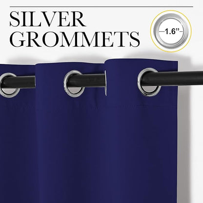NICETOWN Navy Blue Blackout Curtains 68 inches Length for Laundry Room, 2 Panels, 42" Wide, Thermal Insulated Decoration Drapes for Office Window