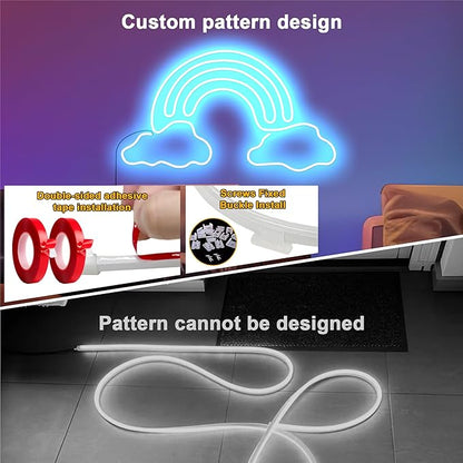 Cozylady 20Ft RGB LED Neon Rope Lights for Bedroom, 7.5m LED Strip Lamp with Double Sided Adhesive Tape, App/Remote Control Waterproof DIY Lights Decorate The Outdoor and Indoor of Your Home.