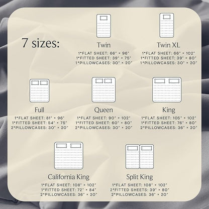 LuxClub 4 PC King Size Sheet Set Deep Pockets Wrinkle Free Cooling Bed Sheets Machine Washable Hotel Bedding Silky Soft - Light Grey King