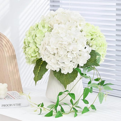 MARTINE MALL 4Pcs 21in Hydrangea Artificial Flowers, Latex Real Touch Hydrangeas Lifelike Large Hydrangea Flowers for Home Decor Party Arrangements Wedding Bouquets Centerpieces (White)