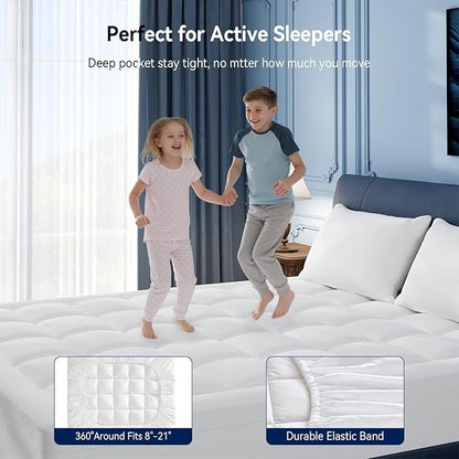 ELEMUSE Full Size Dual Layer 3 Inch Memory Foam Mattress Topper, 2 Inch Cooling High Density Memory Foam Bed Pad and 1 Inch Plush Feel Pillow Top Mattress Topper Cover for Back Pain Relief